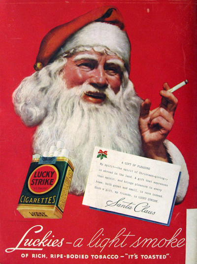 1936 Lucky Strike Ad ~ Santa Smokes