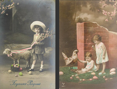 Children at Eastertime Vintage Photo Postcards