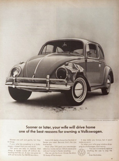 1964 Volkswagen VW Beetle Ad ~ Women Hit Things