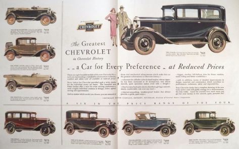 1930 Chevy Ad ~ Eight Beautiful Models