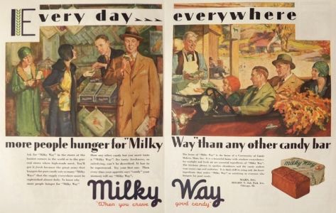 1929 Milky Way Candy Bar Ad ~ More People Hunger For it