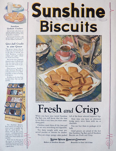 1924 Sunshine Biscuits Ad ~ Fig Bars