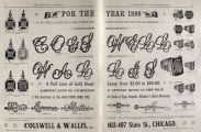 1886 Cogswell & Wallis Jewelry Ad ~ Masonic Pendants, Initial Rings