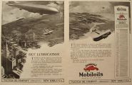 1919 Mobiloil Vacuum Oil Ad ~ Blimps & Airplanes