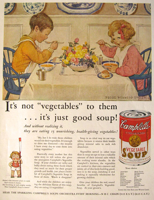 1931 Campell's Soup Ad ~ Jessie Willcox Smithb