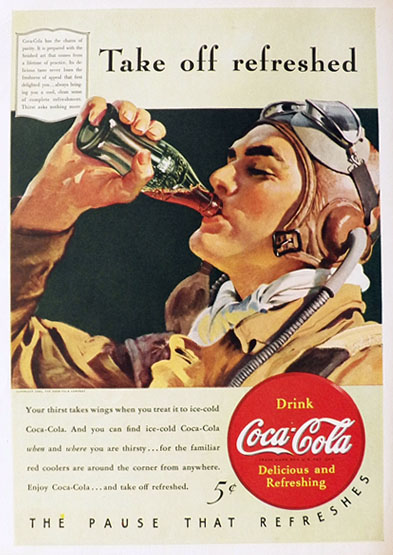 1940 Coca Cola Ad ~ Pilot Drinks a Coke