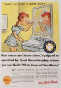1941 Shell Gasoline Clean Rest Room Ad ~ WIlliam Steig Art