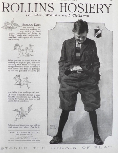 1923 Rollins Hosiery for Boys Ad ~ Fred Mizen Art