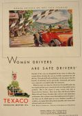 1930 Texaco Gas & Oil Ad ~ Women Drivers Are Safe Drivers