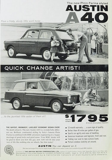 1959 Austin A40 Car Ad ~ Quick Change Artist