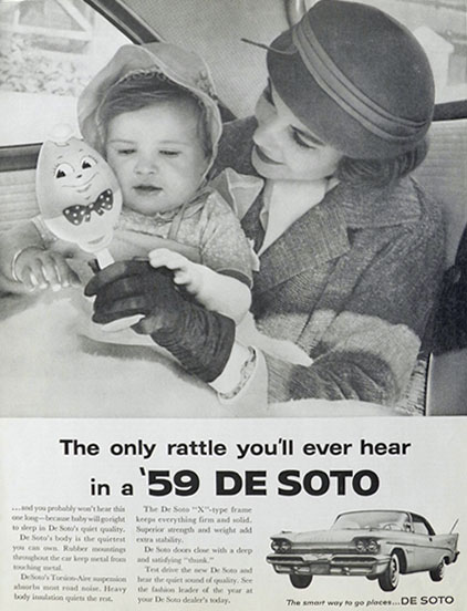 1959 De Soto Ad ~ Vintage Humpty Dumpty Baby Rattle