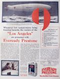 1928 Eveready Prestone Anti-Freeze Ad ~ Navy Dirigible "Los Angeles"