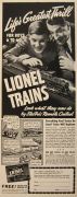 1939 Lionel Trains Ad ~ Life's Greatest Thrill