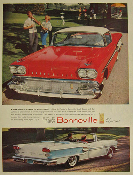 1958 Pontiac Bonneville Sport Coupe & Convertible Ad