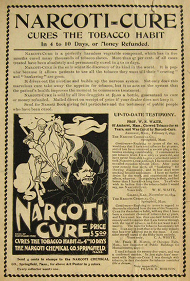 1895 Narcoti-Cure Ad ~ Cures the Tobacco Habit ~ Will Bradley Art