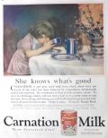 1923 Carnation Milk Ad ~ Child Drinks from Bowl