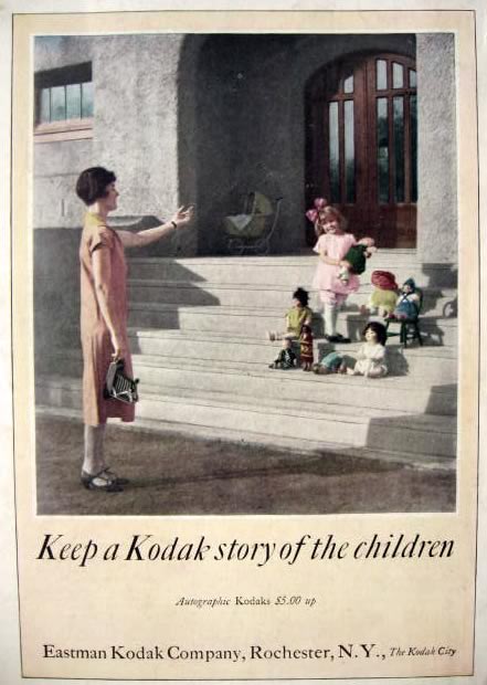1926 Kodak Autographic Camera Ad ~ Child with Vintage Dolls