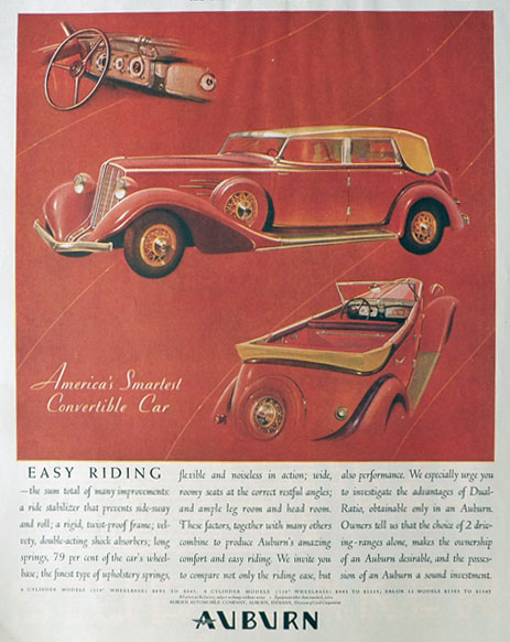 1934 Auburn Convertible Car Automobile Ad