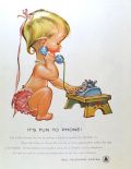 1958 Retro Bell Telephone Ad ~ Pete Hawley Betsy Bell Baby Dials Telephone