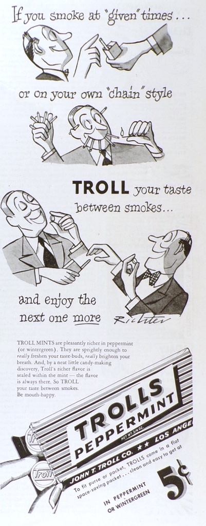 1946 Trolls Peppermints Ad ~ Richer in Peppermint