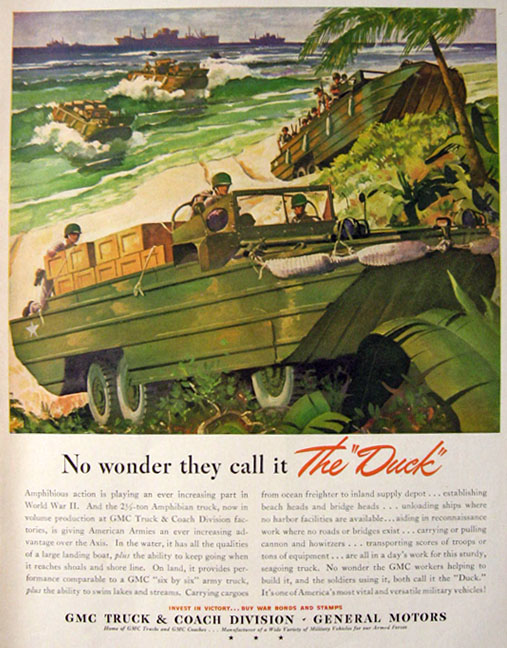 1943 WWII GMC Amphibious Army Truck Ad ~ The Duck