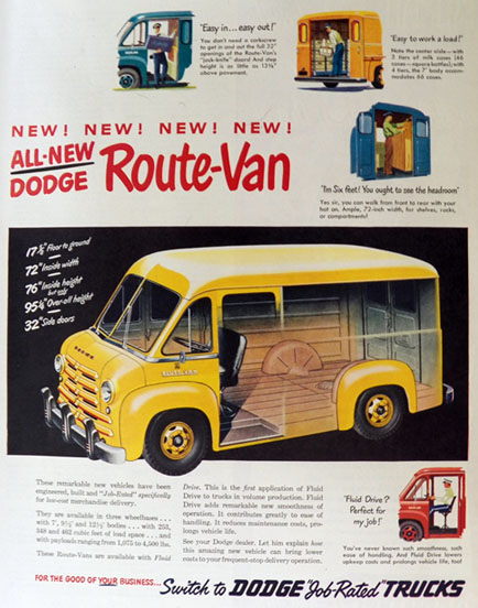 1949 Dodge Route Van Truck Ad ~ Fluid Drive