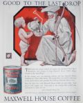 1925 Maxwell House Coffee Ad ~ Father Time Pours Coffee for Baby