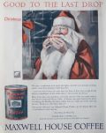 1924 Maxwelll House Coffee Ad ~ Santa Enjoys a Cup of Joe