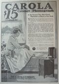 1916 Carola Cabinet Phonograph Ad ~ Exclusive Advantages