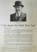 1918 Historical Postal Zone Law Ad ~ "I Am Against It"