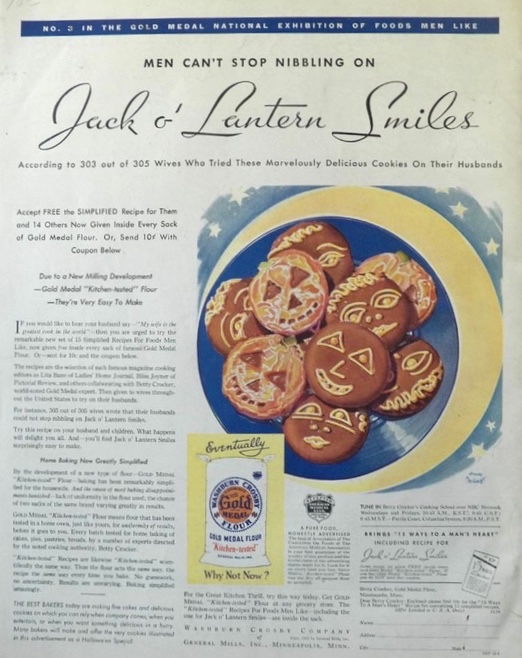 1932 Gold Medal Flour Ad ~ Jack-O-Lantern Cookies