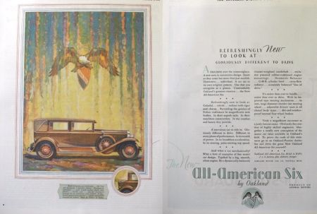 1929 Oakland All-American Six Car Ad ~ Landaulet Sedan