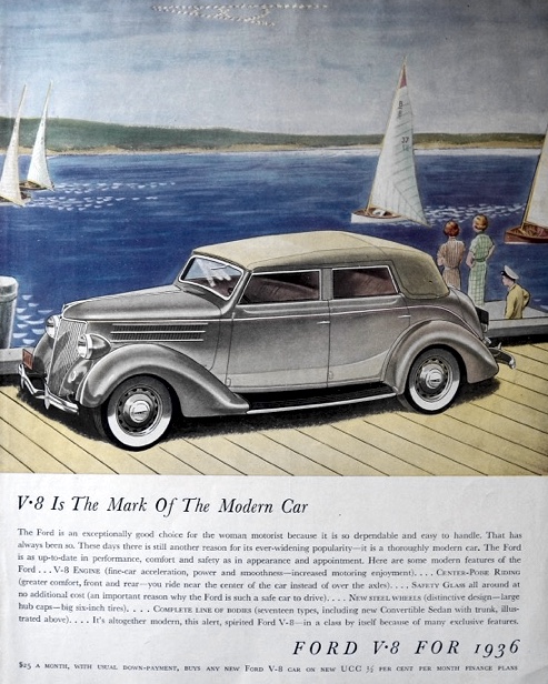 1936 Ford V-8 Ad ~ Mark of the Modern Car