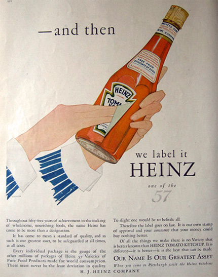 1925 Heinz Ketchup Vintage Ad ~ And Then We Label it Heinz