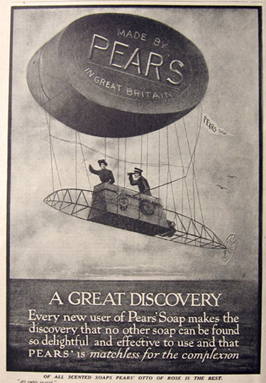 1906 Pears Soap Ad ~ Airship
