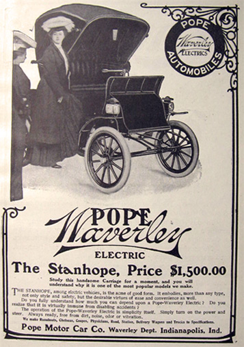 1907 Pope Waverley Electric Car Ad ~ Stanhope