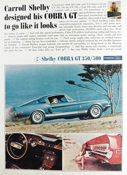 1968 Shelby Cobra GT Ad ~ Goes Like It Looks