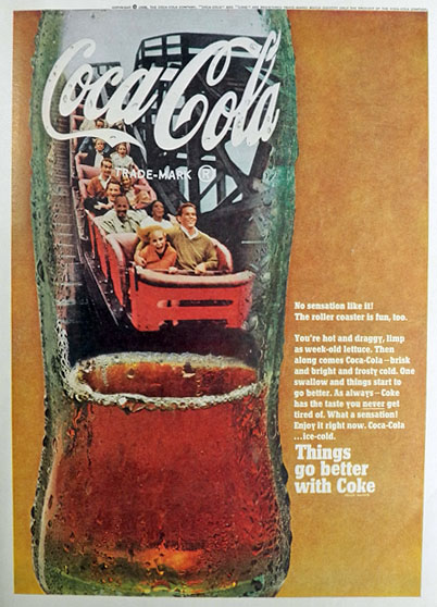 1968 Coca Cola Coke Ad ~ Roller Coaster