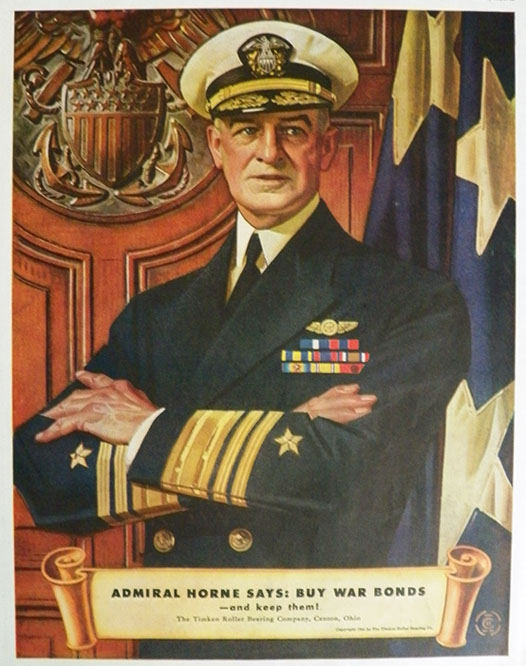 1945 Timken Bearings Ad ~ Admiral Horne ~ Buy War Bonds