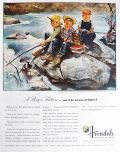 1947 Avondale Mills Ad ~ Boys Fishing ~ Douglass Crockwell