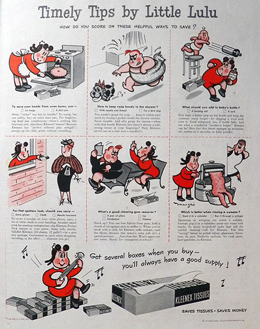1951 Kleenex Tissues Ad ~ Tips by Little Lulu