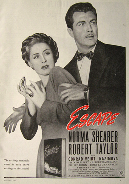 1940 Escape Movie Ad ~ Norma Shearer