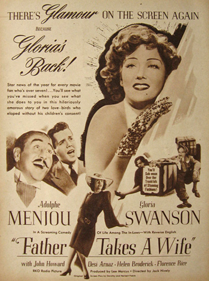 1941 Father Takes a Wife Movie Ad ~ Gloria Swanson