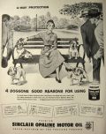 1949 Sinclair Motor Oil Ad ~ Woman with Bulldogs