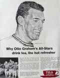 1961 Tea Council Ad ~ Otto Graham ~ Robert Riger Art