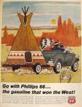 1966 Phillips 66 Gasoline Ad ~ Indians & Teepee on Trailer Hitch