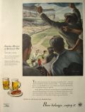 1945 Beer Belongs Ad ~ Baseball at Sportsman's Park, St. Louis ~ Edward Laning