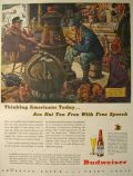1944 WWII Budweiser Beer Ad ~ Free Speech ~ Albert Dorne