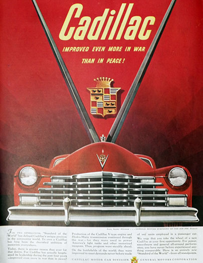 1946 Cadillac Ad ~ Improved More in War Than in Peace