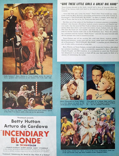 1945 Movie Ad ~ Incendiary Blonde ~ Betty Hutton